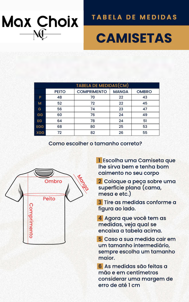 Tabela de medidas Max Choix